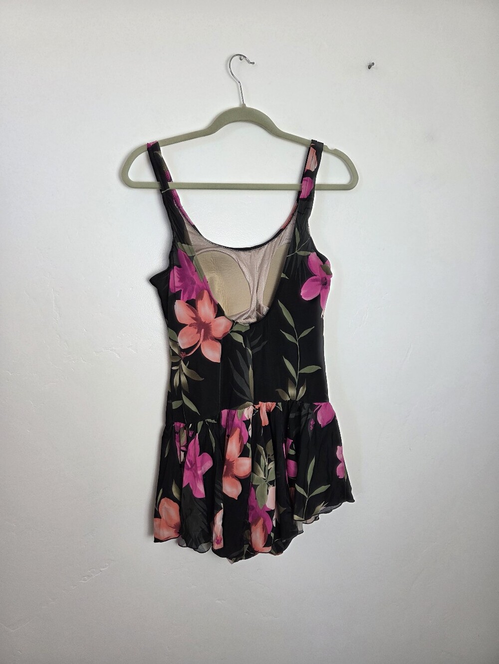 Maxine Of Hollywood Swim Dress Tankini One Piece Floral Tropical Poolside XL 18 - Picture 5 of 12